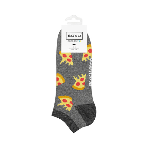 Colorful men's SOXO GOOD STUFF socks funny pizza