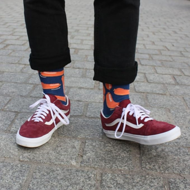 Men's colorful SOXO GOOD STUFF Chicken sausages socks in a jar funny cotton