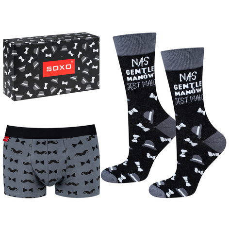 Set of men's colorful SOXO socks and men's boxer shorts