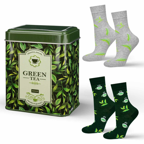 SOXO women's green tea socks in a can - 2 Pairs