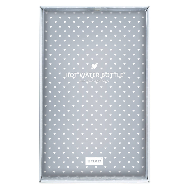 SOXO pink hot water bottle warmer in a sweater