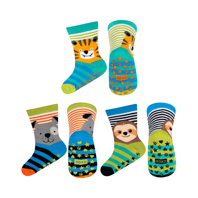 Set of 3x Colorful SOXO children's socks animals