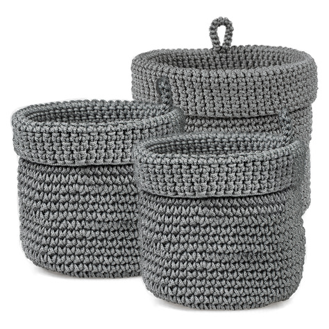 Set of 3x Momo Way bathroom basket grey 2x14cm and 17cm