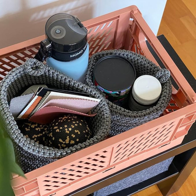 Set of 2x Momo Way bathroom basket grey 14cm and 17cm