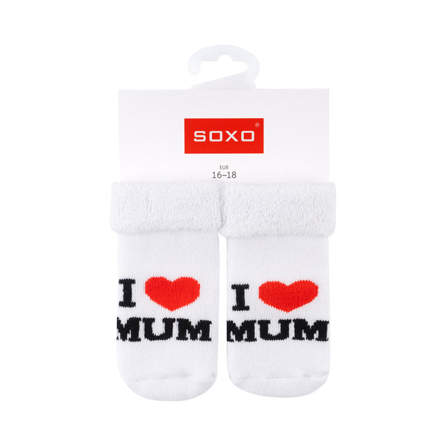 Set of 3x SOXO baby socks navy blue with inscriptions
