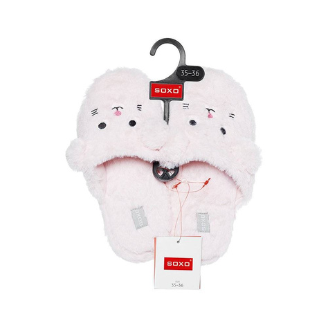 Pink SOXO mouse slippers with a hard TPR sole