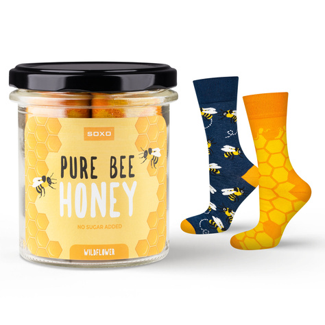 Men's colorful SOXO GOOD STUFF socks Pure bee Honey in a jar