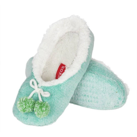 Turquoise SOXO women's ballerina slippers with a soft sole