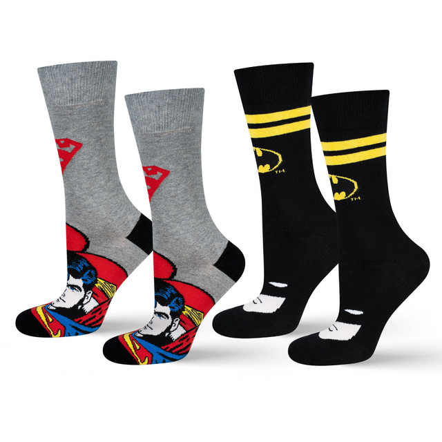 Batman and Superman Socks 2-Pack