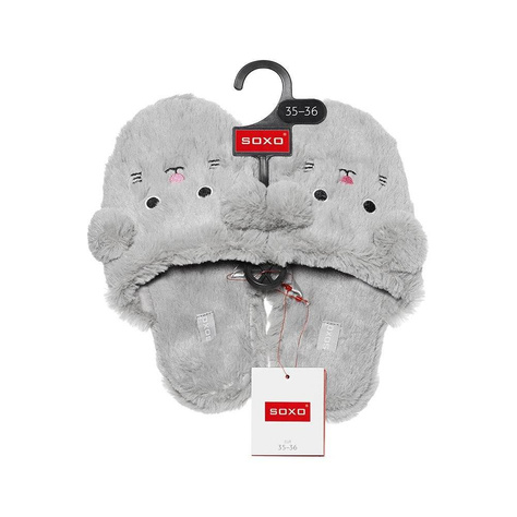 Gray SOXO mouse slippers for children with a hard TPR sole
