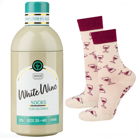 Set of 2x SOXO GOOD STUFF women's socks funny Red and White Wine in a gift bottle