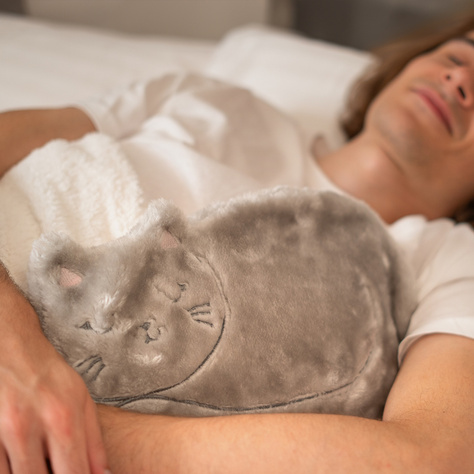 SOXO cat shaped hot water bottle, gray 1.8 L