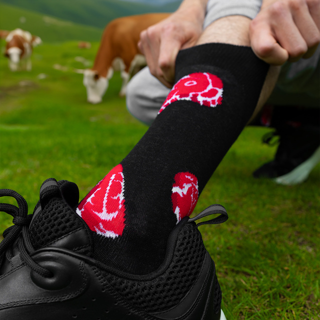 Set of Steak Socks and Hamburger Socks in a box