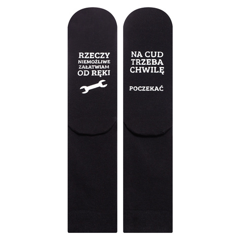 SOXO Men's socks with text  "mężczyzna walczy o życie"