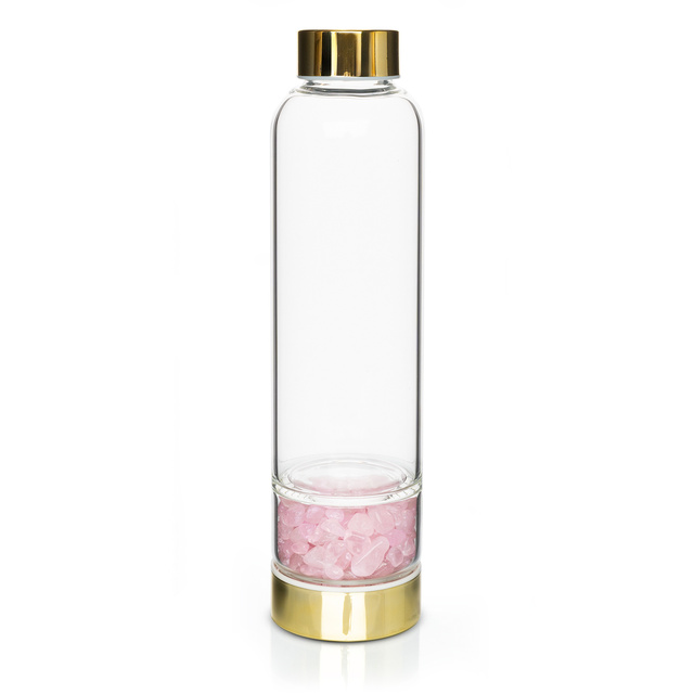 Butelka Szklana z Różowym Kwarcem 450 ml 