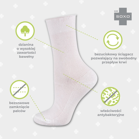 Women's white DR SOXO socks, cotton