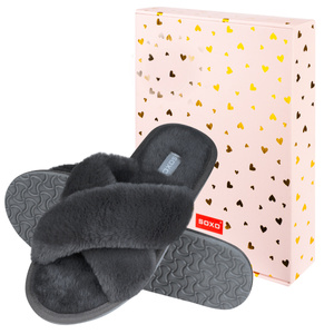 SOXO women's soft graphite slippers in gift box with stickers