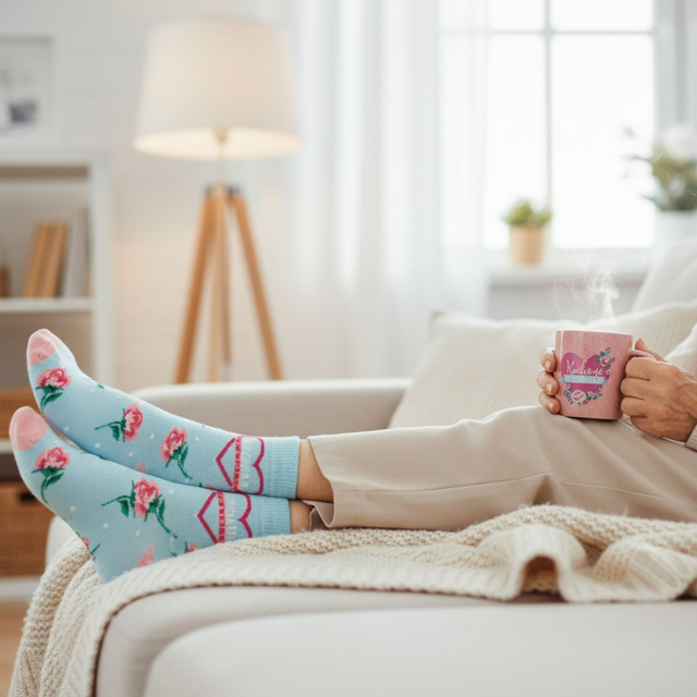 Colorful SOXO GOOD STUFF socks cotton, Grandma, perfect for a gift with Polish inscriptions