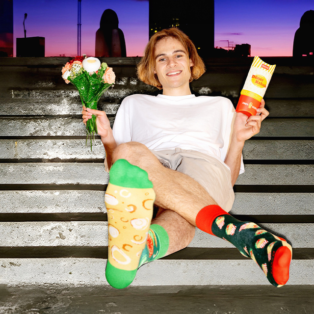 Set of 2x Colorful SOXO men's socks | kebab in a box | funny gift for a man | colors