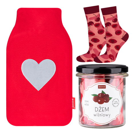 Red hot water bottle and socks SOXO Valentine's day