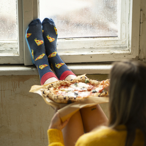 Men's colorful SOXO GOOD STUFF socks funny pizza