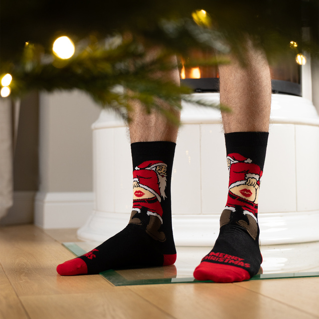 Naughty Bodybuilder Santa Socks