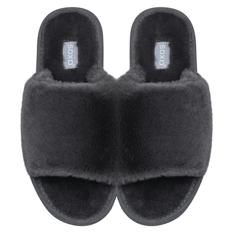 SOXO women's soft graphite slippers in gift box with stickers