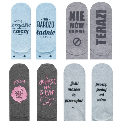 Set of 4x Colorful SOXO women's long socks with funny Polish inscriptions gift