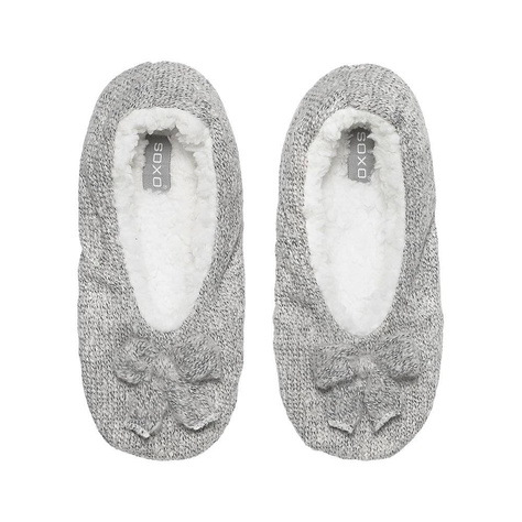 Gray SOXO gray ballerina slippers, knitted with fur and a soft sole