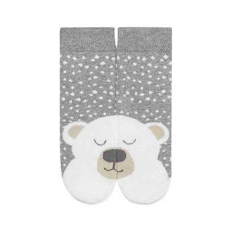 Warm SOXO gray children's socks, a teddy bear with warm terry cloths