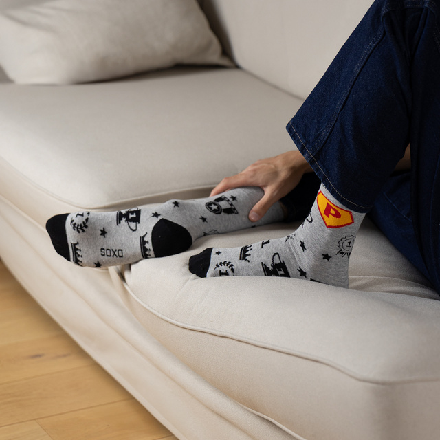 Colorful SOXO men's socks with the inscription "SuperPapa" | Father's Day gift