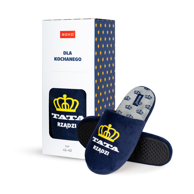 Men's slippers SOXO with the inscription in a giftbox