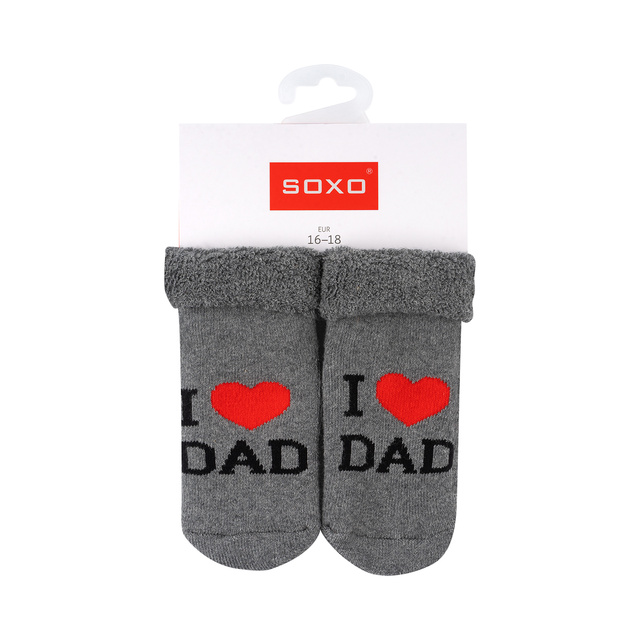 Set of 3x SOXO baby socks navy blue with inscriptions