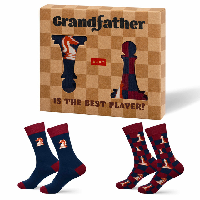   Men's Socks SOXO Chess for Grandpa - 2 Pairs