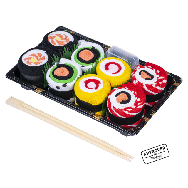 Zestaw 4x Skarpetki damskie męskie kolorowe SOXO sushi w pudełku 