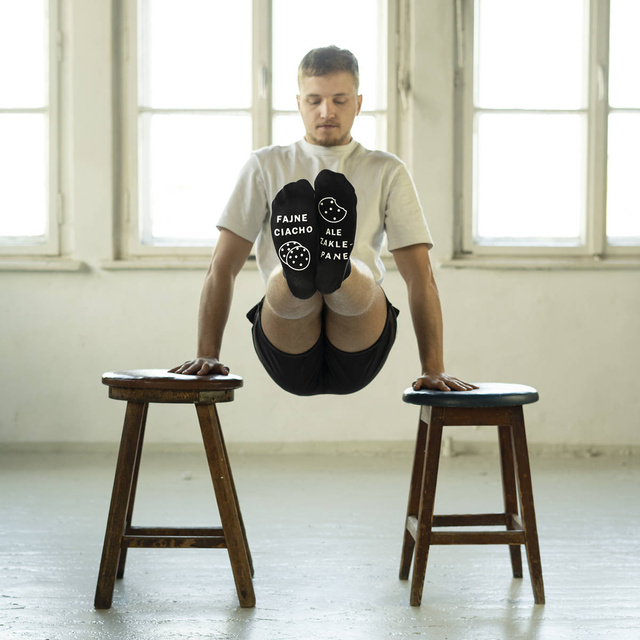 Stopki męskie czarne SOXO z napisami bawełniane śmieszne