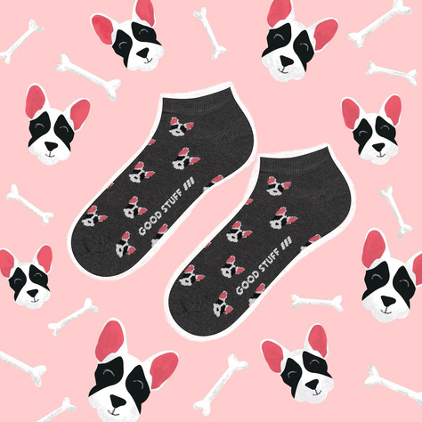 Dark SOXO GOOD STUFF women's socks cotton bulldogs