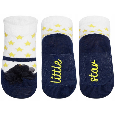 SOXO navy blue baby socks ballerinas with an inscription