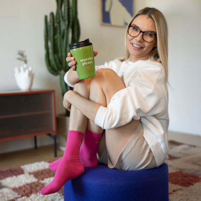 Zestaw Skarpetki Matcha + Kubek Termiczny