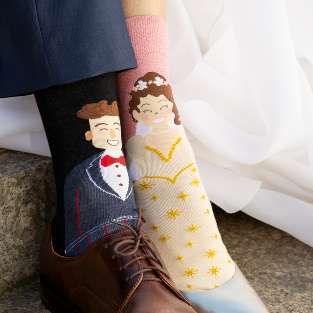 Set of 2x men's women's socks husband and wife in packaging