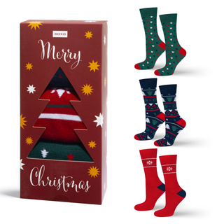 Set 3x Colorful men's socks SOXO GOOD STUFF merry Christmas gift cotton socks