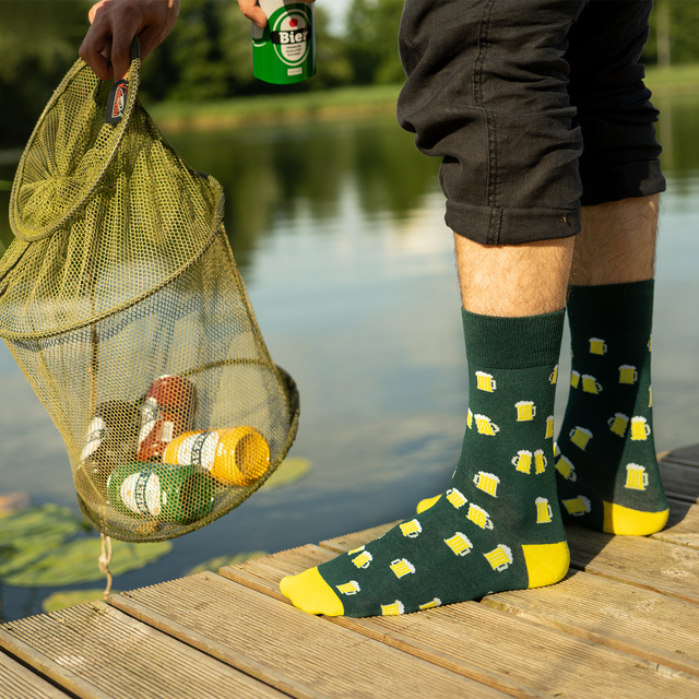 Men's colorful SOXO GOOD STUFF socks - canned beer | gift for a man
