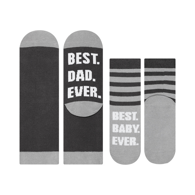A set of socks for dad and child SOXO cotton gift with inscriptions