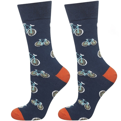 Set 2x Colorful SOXO GOOD STUFF men's socks funny gift Pizza Bicycle