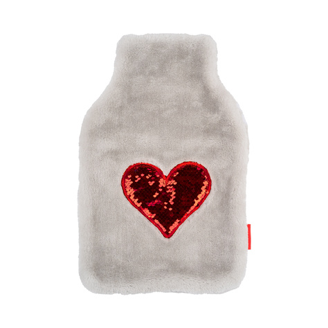 Hot water bottle heart SOXO gray 1.8 L