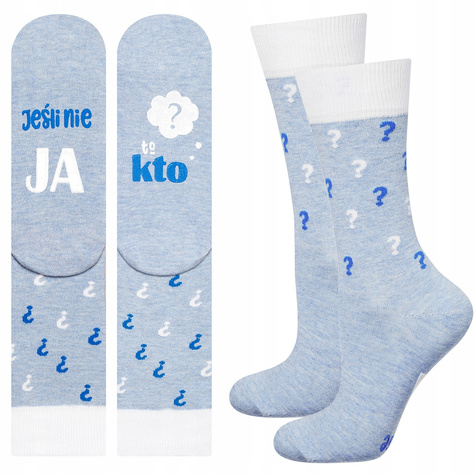 Blue long women's SOXO socks with funny Polish inscriptions cotton