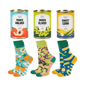 3 x Funny SOXO GOOD STUFF women's socks in a tin for a gift