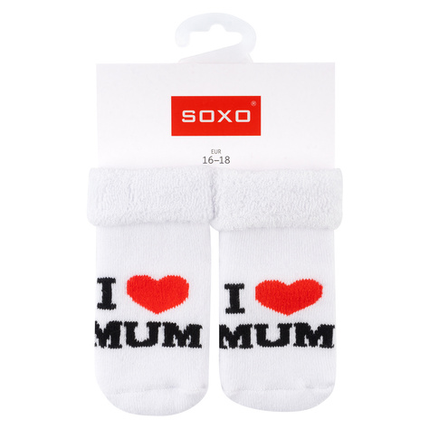 Set of 3x SOXO baby socks navy blue with inscriptions 