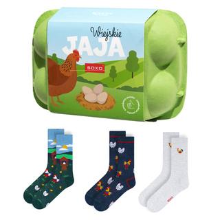 Men's Colorful Socks SOXO Country Eggs - 3 Pairs