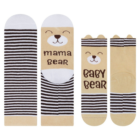 A set of socks for mother and child SOXO cotton teddy bear with Polish inscriptions